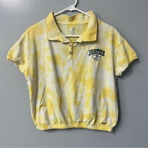 Justice Girls Size xl plus yellow tie dye cinch bottom polo summer embroidered
